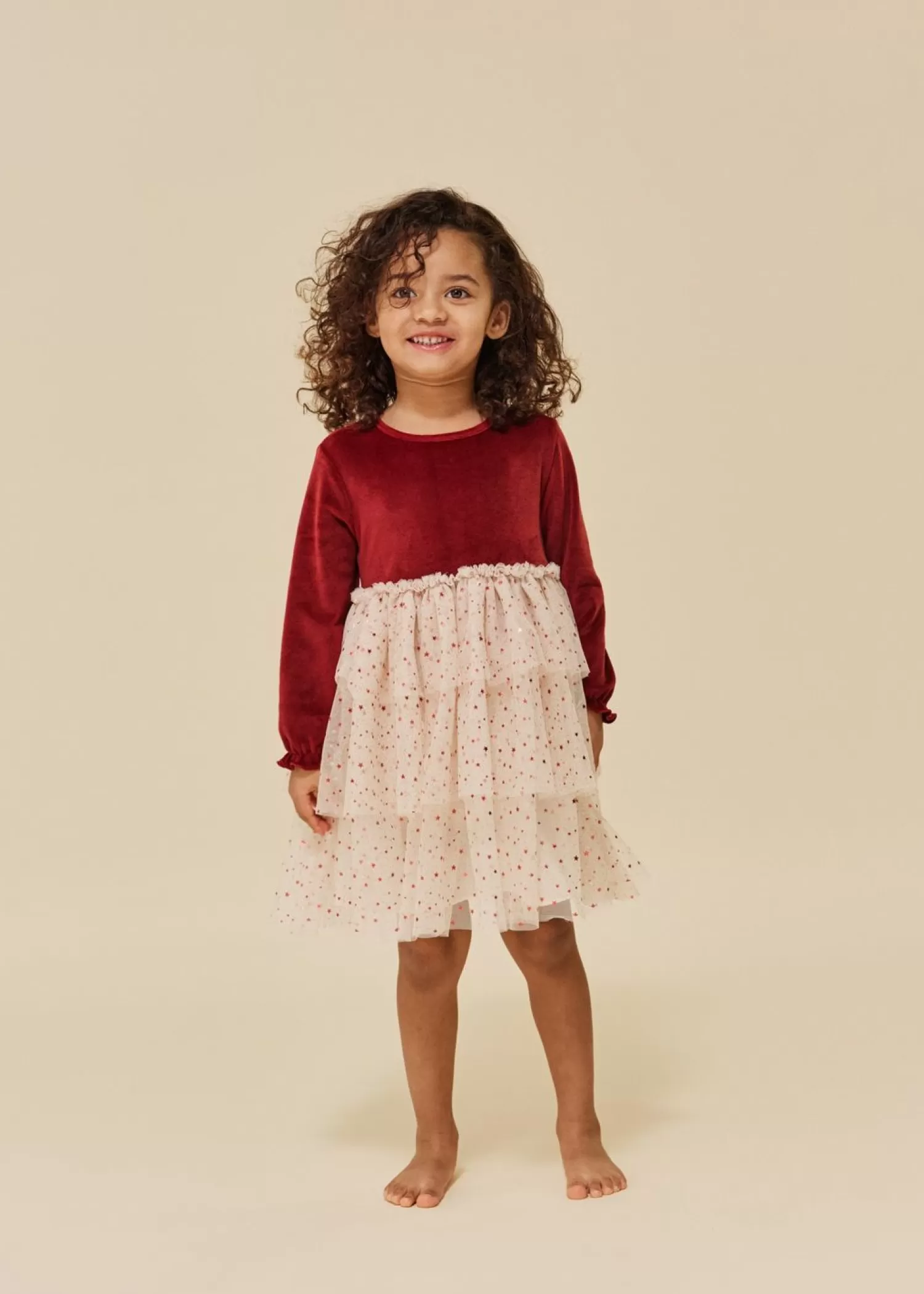 Fashion Konges Sløjd Fluwelen Belis-Jurk - Red Dahlia