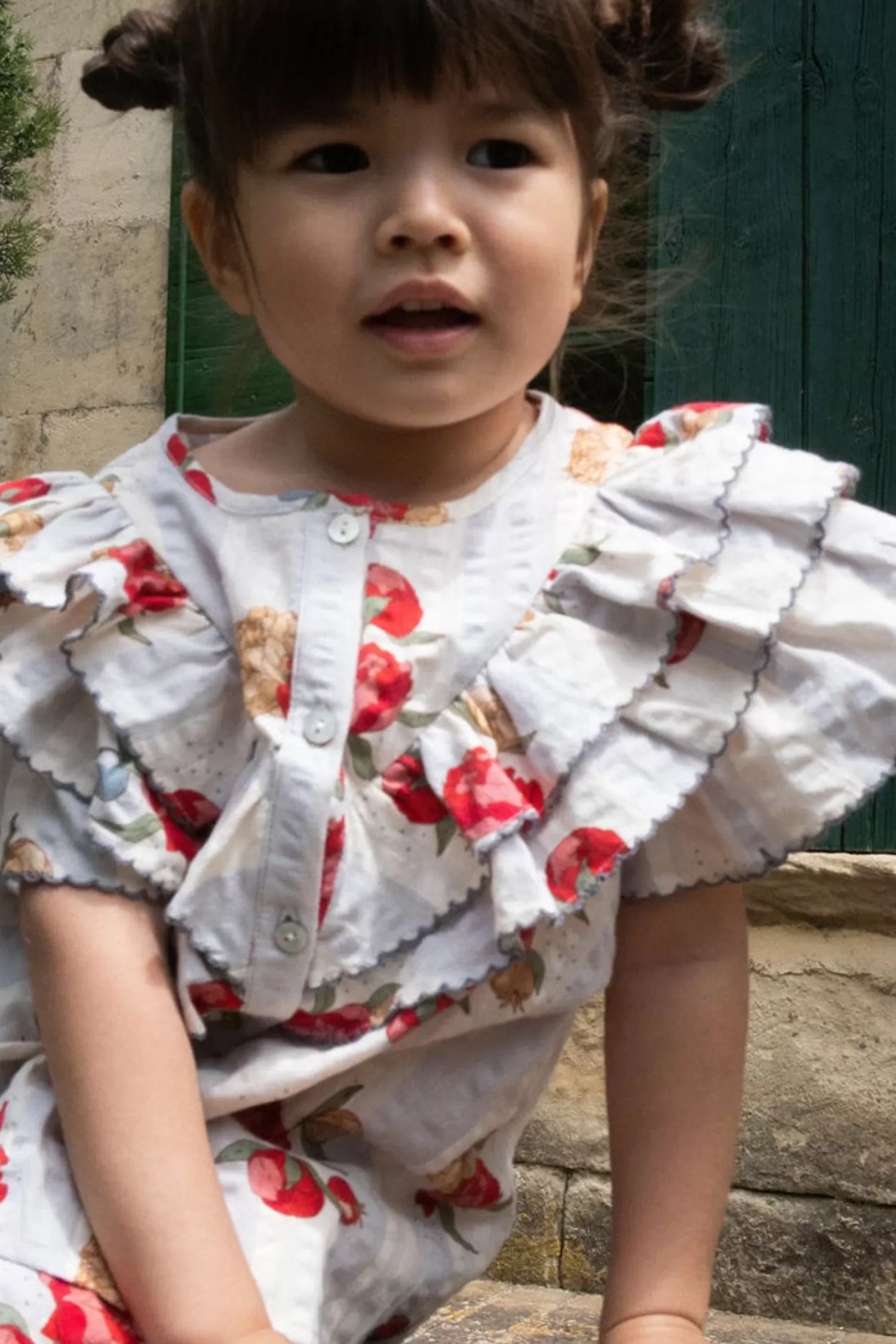 Flash Sale Konges Sløjd Kim-Shirt Met Korte Mouwen En Ruches - Peony Stripe
