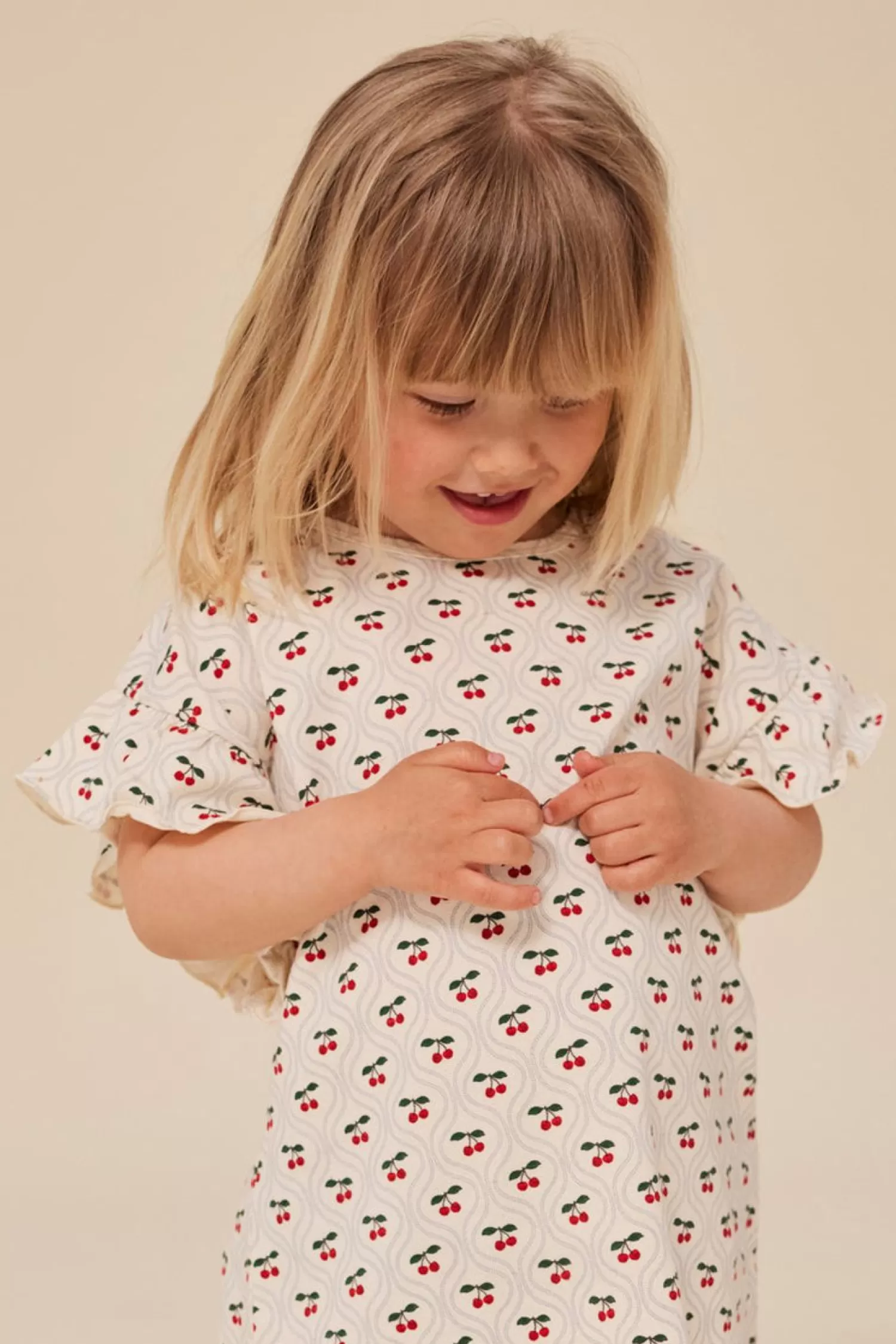 New Konges Sløjd Lin-Jurk - Cherry Motif